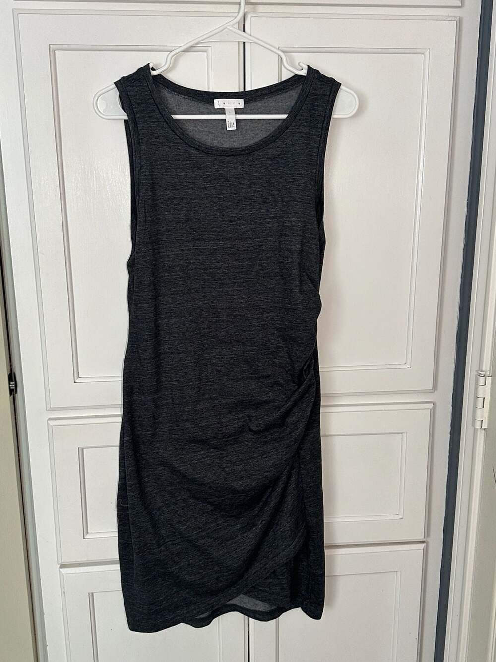 Leith Ruched Sleeveless Bodycon Dress Charocal Grey Size L, Casual